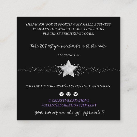 Ecommerce Celestial Hartelijk dank Visitekaartje (Achterkant)