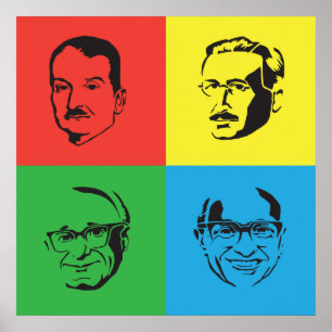 Econ Head - Mises, Hayek, Rothbard, Friedman Poster