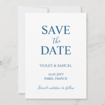 Économie de luxe bleue pour mariage Save the Date