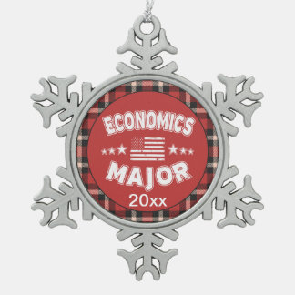 Economie Student USA Vlag Rood Plaid Tin Sneeuwvlok Ornament