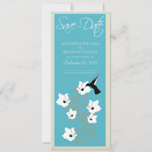 Économies de colibri le faire-part de date (aqua)