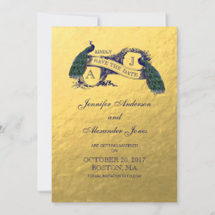 Économies de paon d'or la carte de date
