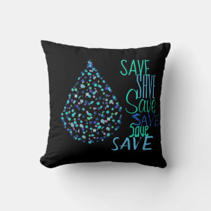 Économisez l'eau Goutte Gouttelette Coussin Funky