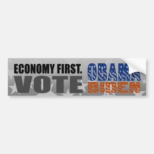 Economy First Vote Obama Biden Bumpersticker (Voorkant)