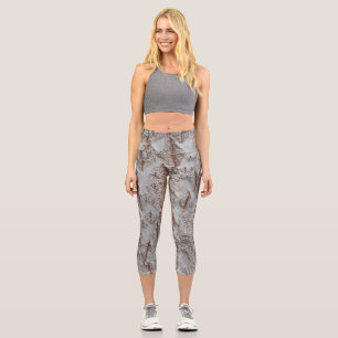 Écorce motif capri leggings en bois