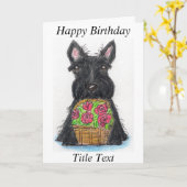 écossais rose carte d'anniversaire ami maman (Fleur jaune)