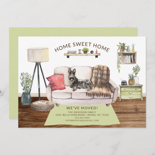 Écossais Terrier Chien Moving Faire-part (Devant / Derrière)