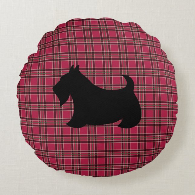 écossais Terrier Plaid Coussin (Devant)