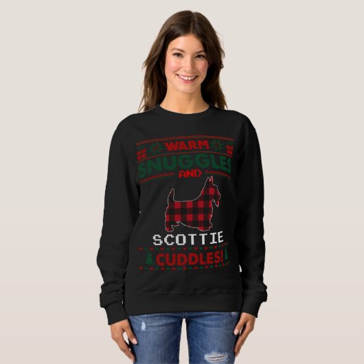 Ecosse Chien de Noël Pyjama laide Noël Sweat (Devant entier)