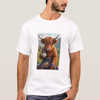 Ecosse Hairy Coo Cow avec t-shirt thé