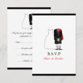 Ecosse Kilt Bride & Groom Wedding RSVP - rouge (Devant / Derrière)