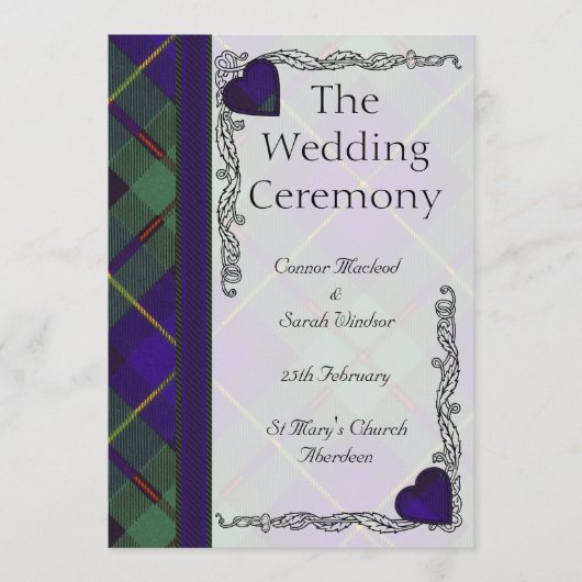 Ecosse Tartan programme de mariage Macleod of Harr (Devant)