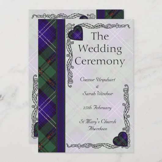 Ecosse Tartan Wedding programme - Urquart (Devant / Derrière)