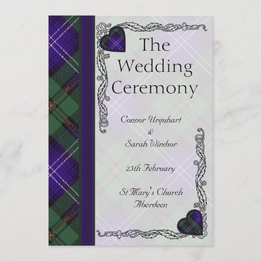 Ecosse Tartan Wedding programme - Urquart (Devant)