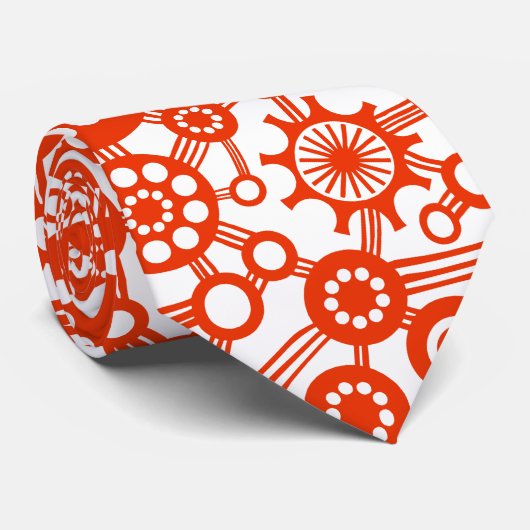 Ecosysteem - Brick Red op White Stropdas (Opgerold)