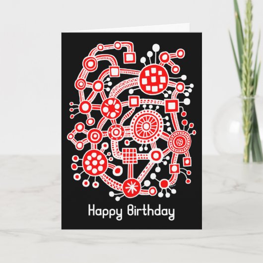 Ecosysteem III - wit en rood op zwart Kaart (Voorkant)