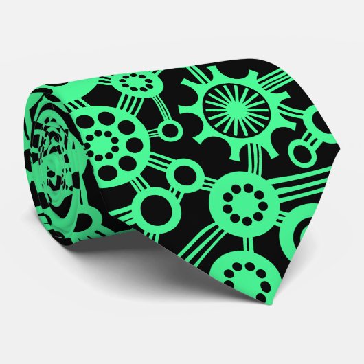 Ecosysteem - Mint Green op zwart Stropdas (Opgerold)