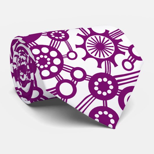 Ecosysteem - Plum on White Stropdas (Opgerold)