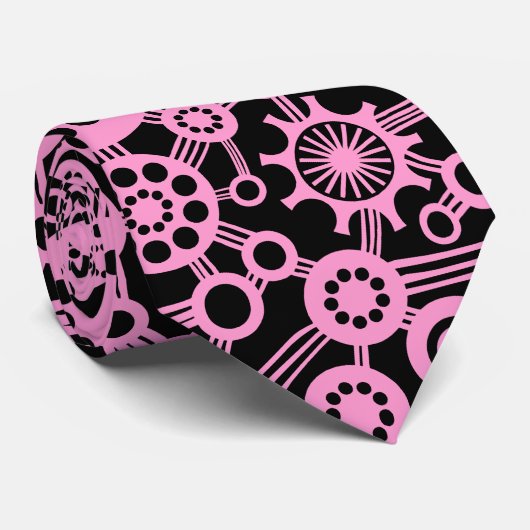 Ecosysteem - Sinaasappel op zwart Stropdas (Opgerold)