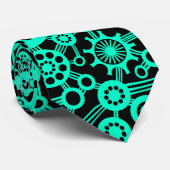 Ecosysteem - Turquoise op Black Stropdas (Opgerold)