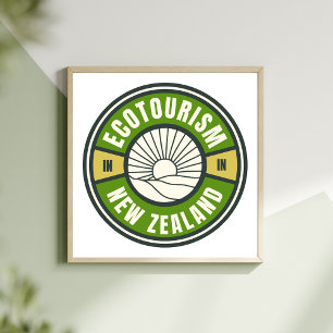Ecotoerisme Nieuw-Zeeland Groen Slow Travel Logo Poster