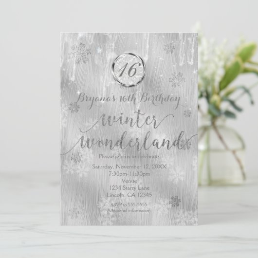 Écoulements de neige blanc argenté Invitations hiv (Debout devant)
