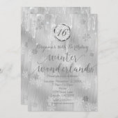 Écoulements de neige blanc argenté Invitations hiv (Devant / Derrière)