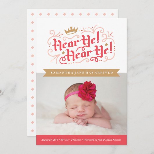 Écoute-Moi ! Écoute-Moi ! Faire-part de naissance  (Devant / Derrière)