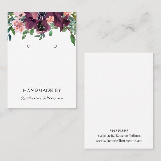 Écouter la carte d'affichage | Floral d'aquarelle  (Devant / Derrière)