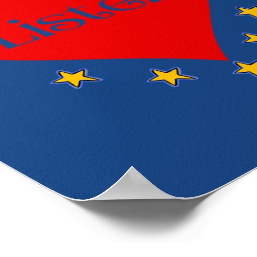 Écouter Poster Mur Art en Bleu avec Coeurs & Étoil (Coin)