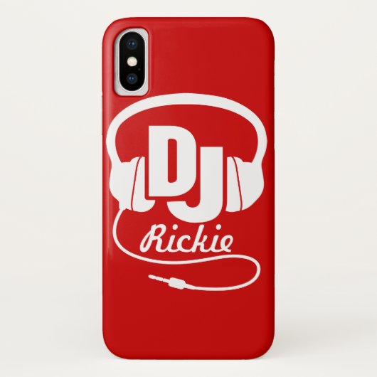 Écouteurs DJ appelés coque iphone rouge et blanc (Dos)