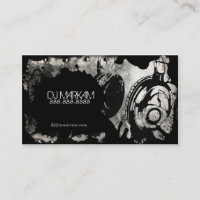 Écouteurs et éclaboussure du DJ sur des cartes de