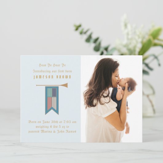 Écoutez, écoutez votre Faire-part de naissance pho (Debout devant)