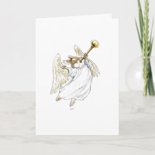 Écoutez ! Lapin ange avec carte de trompette