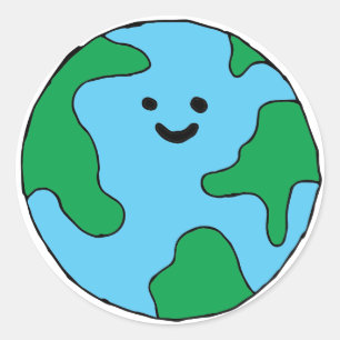 Ecovriendelijke Icon Happy Earth Clipart Ecofriend Ronde Sticker