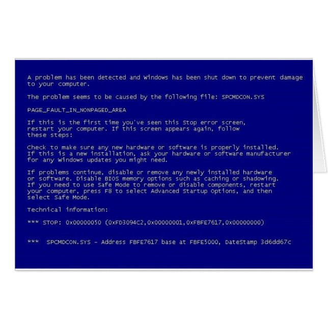 Écran bleu de la mort (Devant horizontal)