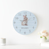 Écran bleu Gris Bunny Coiffeur Décor Mur Horloge (Maison)