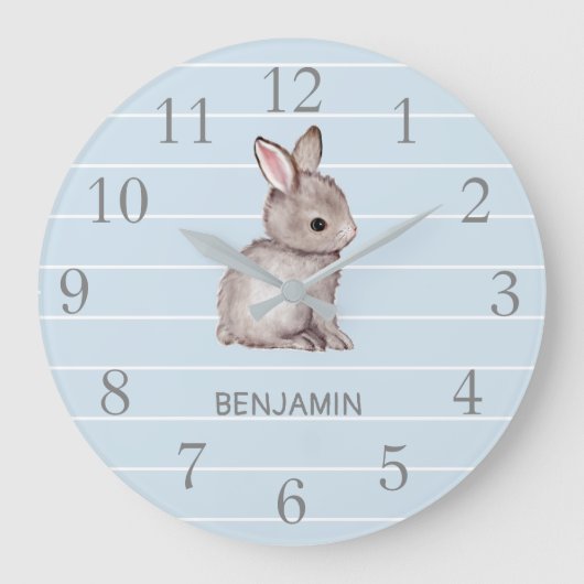 Écran bleu Gris Bunny Coiffeur Décor Mur Horloge (Recto)