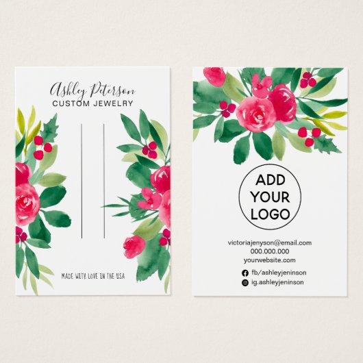 Écran de bijoux de Noël floral rouge (Devant & derrière)