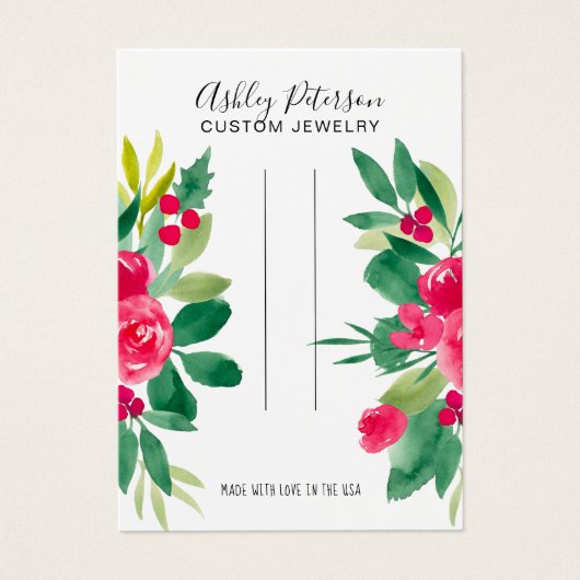 Écran de bijoux de Noël floral rouge (Devant)