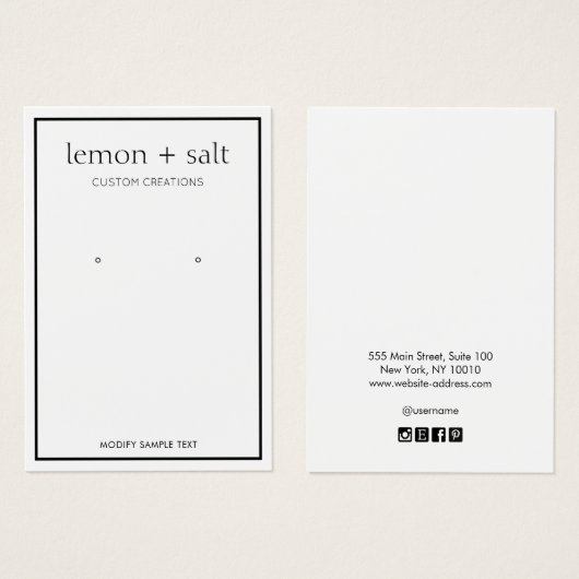 Écran de bijoux simple blanc moderne (Devant & derrière)