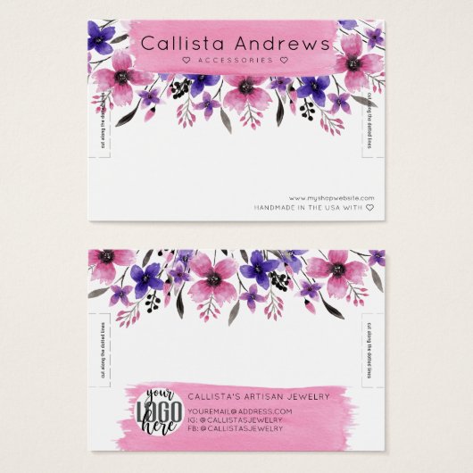 Écran de bracelet floral à aquarelle (Devant & derrière)