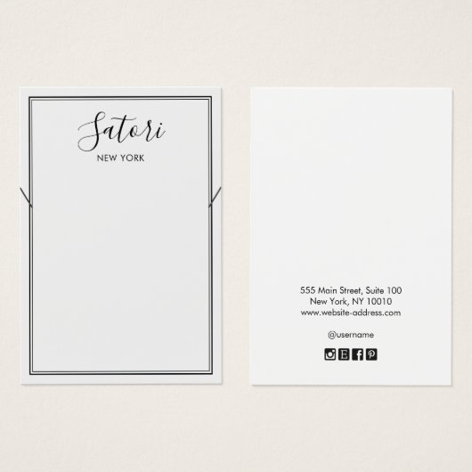 Écran de collier de script noir blanc simple (Devant & derrière)