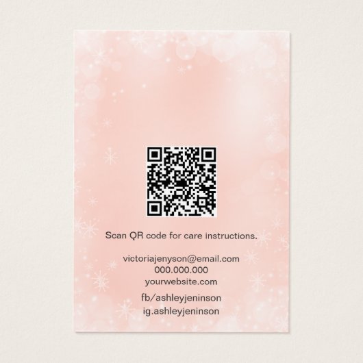 Écran d'oreille de code QR festif de neige rose ch (Dos)