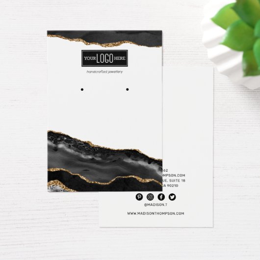 Écran d'oreille de l'étoffe d'agate noir et or (Bureau)