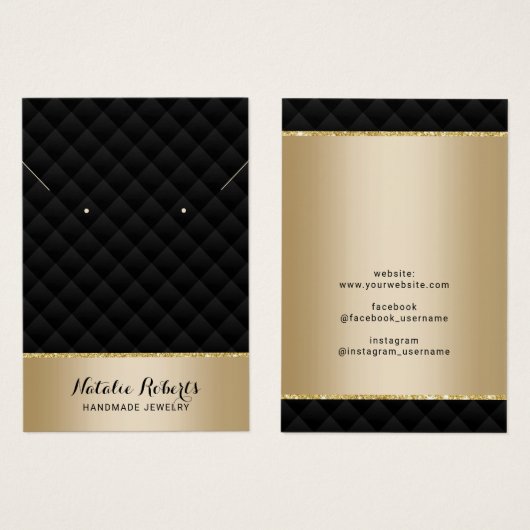 Écran d'oreille de luxe Black & Gold Jewelry (Devant & derrière)