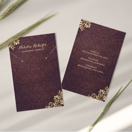 Écran d'oreille en or moderne ornement pourpre dam