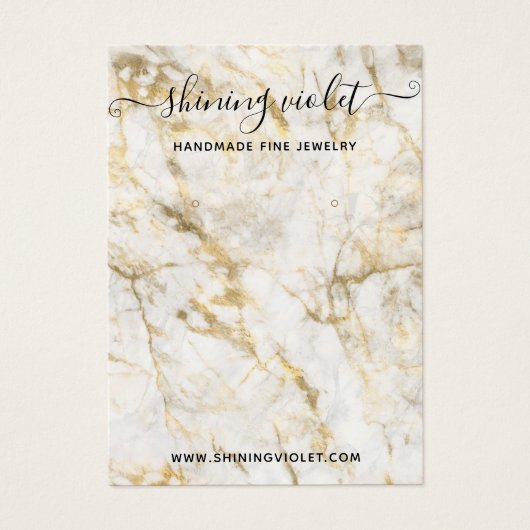 Écran d'oreille et de collier or et Marbre blanc (Devant)