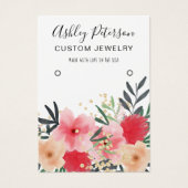 Écran d'oreille moderne rose rouge vert floral or (Devant)