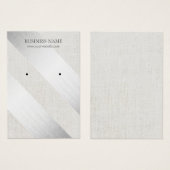 Écran d'oreille moderne Silver Stripes Faux Lin (Devant & derrière)